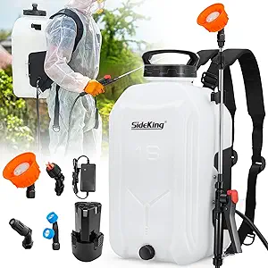 Photo 1 of SideKing Battery Powered Backpack Sprayer 4 Gallon, Powerful Electric Garden Sprayer with 12V Rechargeable Battery, Telescopic Wand with Trigger-Lock and 4 Mist Nozzles (Charger Included)