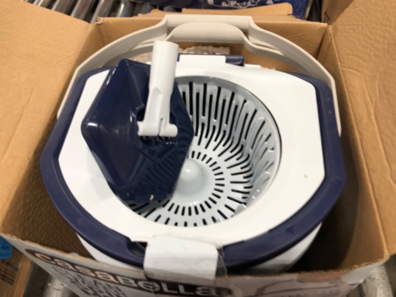 Photo 2 of Casabella Clean Water Spin Mop with 2-Bucket System, Spin Mop and Mopping Bucket Set with Refill, Blue/White