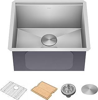 Photo 1 of KRAUS Kore 21 Inch Undermount Workstation 16 Gauge Stainless Steel Double Bowl Stainless Steel Kitchen Sink with Accessories, KWU111-21
