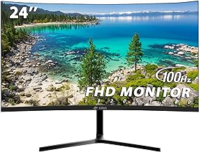 Photo 1 of CRUA 24" Curved Monitor, FHD(1920×1080p) 2800R 100HZ, 99% sRGB Color Gamut Computer Monitors, 3-Sided Narrow Bezel and Filter Blue Light Function, Desktop PC Monitor(HDMI, VGA)- Machine Black
