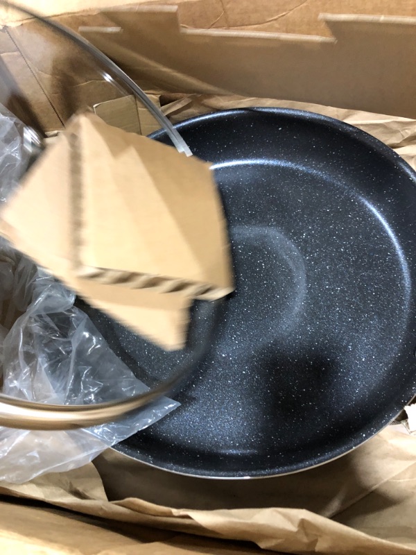 Photo 2 of Granitestone Nonstick 14” Frying Pan with Lid Ultra Durable Mineral and Diamond Triple Coated Surface, Family Sized Open Skillet, Oven and Dishwasher Safe, Large, Black