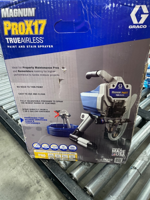 Photo 2 of Graco 17G177 Magnum ProX17 Stand Paint Sprayer, Grey/Blue Magnum ProX17 Stand Paint Sprayer Sprayer