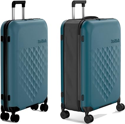 Photo 1 of Rollink Flex 360 Large Checked Fully Collapsible Suitcase - Hardshell, Silent Smooth Double Spinner Wheels, Scratch, Water & Impact Resistant, TSA Approved Lock, (Deep Lagoon, Checked-Large 29-Inch)