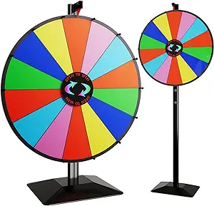 Photo 1 of 24 Inch Dual Use Spinning Prize Wheel 14 Slots Color Tabletop and Floor Roulette Wheel of Fortune, Spin The Wheel with Dry Erase Marker and Eraser Win The Fortune Spinner Game for Carnival Trade Show