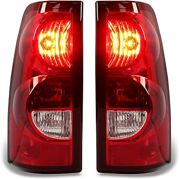 Photo 1 of HECASA Tail Lights Compatible with 2003-2007 Chevy Silverado 1500 2500 3500 w/Bulb and Harness Rear Lamp Set Replacement for GM2800174 GM2801174 (Red/Clear Lens + Chrome Housing)