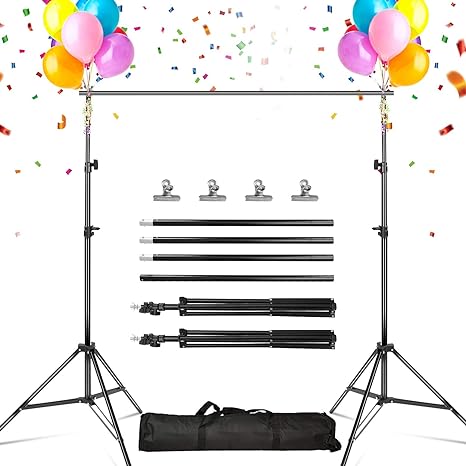 Photo 2 of EMART Single Crossbar 10 ft Wide 8.5 ft Height Backdrop Stand, Photo Video Studio Heavy Duty Adjustable Photography Backdrop Stand
