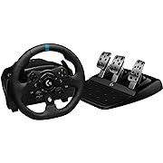 Photo 1 of Logitech G923 Racing Wheel and Pedals, TRUEFORCE up to 1000 Hz Force Feedback, Responsive Driving Design, Dual Clutch Launch Control, Genuine Leather Wheel Cover, for PS5, PS4, PC, Mac - Black
