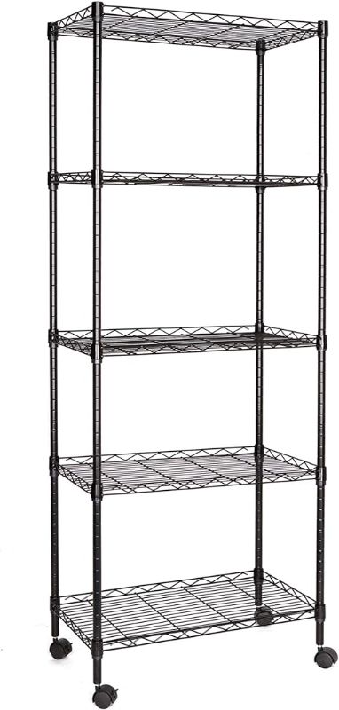 Photo 1 of JS HANGER Wire Shelving Unit, 5-Tier Heavy Duty Height Adjustable Rolling Metal Shelves for Storage, 550 lbs Capacity, 23.23''W X 13.4''D X 71''H, Black