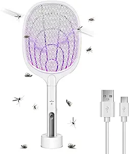 Photo 1 of Bug Zapper, 3000 Volt Indoor & Outdoor Electric Fly Swatter, USB Rechargeable Mosquito Killer Racket for Home Bedroom, Kitchen,Office, Backyard, Patio,Safe to Touch with 3-Layer Safety Mesh