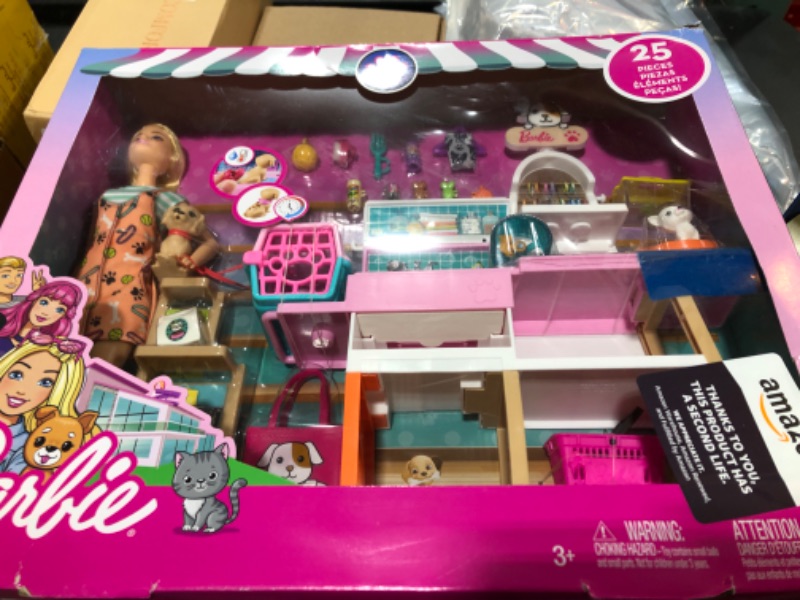 Photo 2 of Barbie Doll (11.5-in Blonde) and Pet Boutique Playset with 4 Pets, Color-Change Grooming Feature and Accessories, Great Gift for 3 to 7 Year Olds