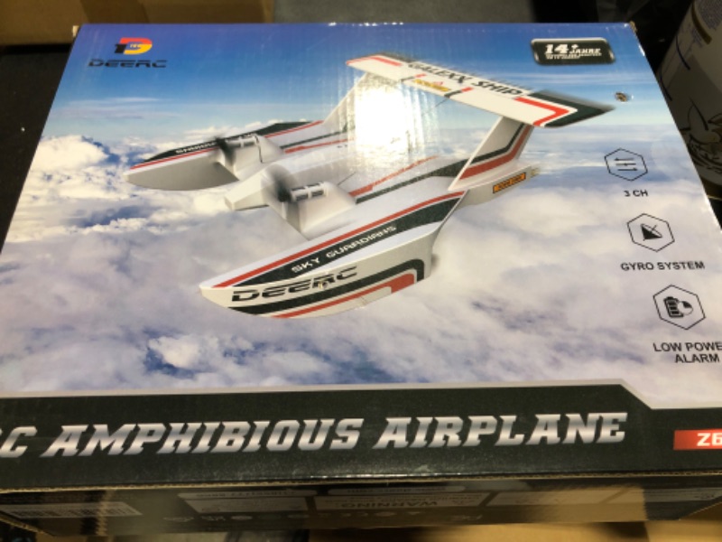 Photo 2 of DEERC RC Plane for Water Land & Air, Amphibious Tri-Phibian Aircraft, 3CH Remote Control Plane W/ 2 Batteries, 2.4GHz RTF Airplane Glider for Boy Girl Amphibious Airplane