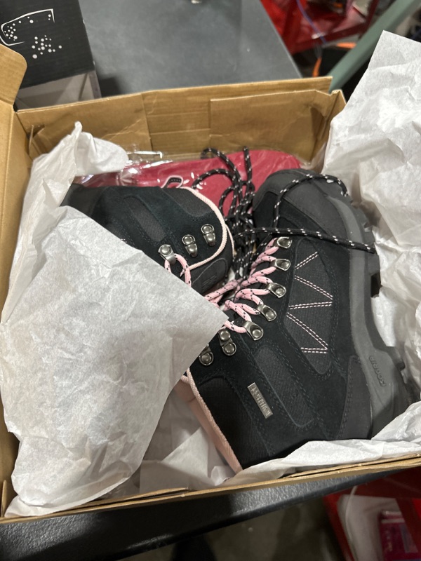 Photo 2 of @ R CORD Women's Waterproof Hiking Boots Ankle Hiking Boots for Women Lightweight Durable Hiking Boot for Outdoors Pink Size 6.5