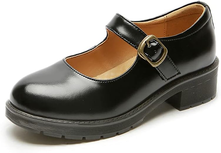 Photo 1 of BB BEROBELLO FASHION IS AN ATTITUDE Women's Vintage Black/Brown Mary Jane Flats JK Uniform Dress Shoes