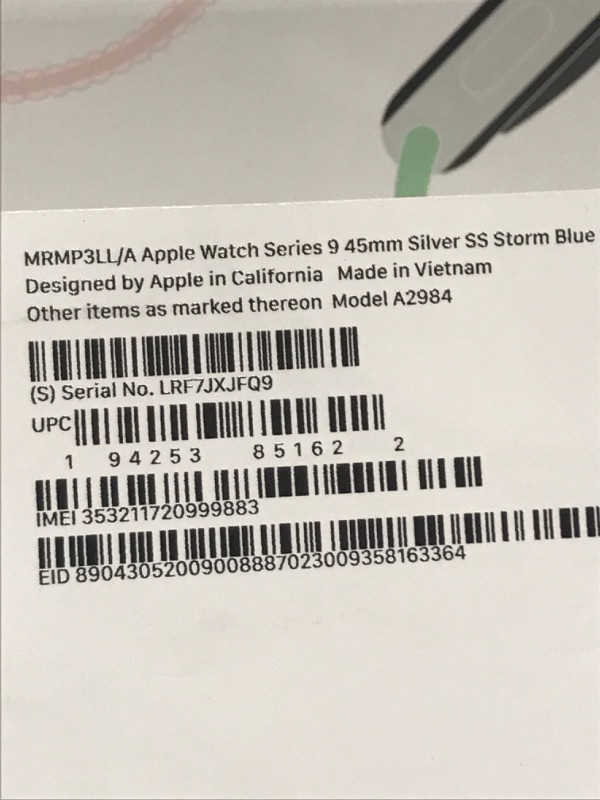 Photo 5 of Apple Watch Series 9 [GPS + Cellular 45mm] Smartwatch with Silver Stainless Steel Case with Storm Blue Sport Band M/L Silver Stainless Steel w Storm Blue Sport Band 45mm M/L - fits 160–210mm wrists 
