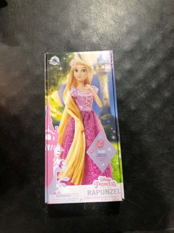 Photo 2 of Disney Store Official Princess Rapunzel Classic Doll for Kids, Tangled, 11 ½ Inches, Includes Brush with Molded Details, Fully Posable Toy in Glittering Outfit - Suitable for Ages 3+