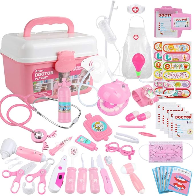 Photo 1 of Anpro 46Pcs Doctor Kit For Kids,Kids Doctor kit,Medical Toy Kids Doctor Pretend Play kit With Stethoscope for Kids Doctor Role Play Costume Dress-Up,Doctor Play Gift For Kids Ages 3 4 5 6 7 8 Year Old