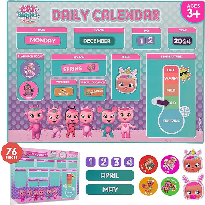 Photo 1 of Cry Baby My First Magnetic Calendar for Kids - Engaging Learning, Reusable Schedule, and Fun Chore Chart - Colorful Daily Routine! Perfect for Wall or Fridge, Preschool Learning, and Classroom Fun! 