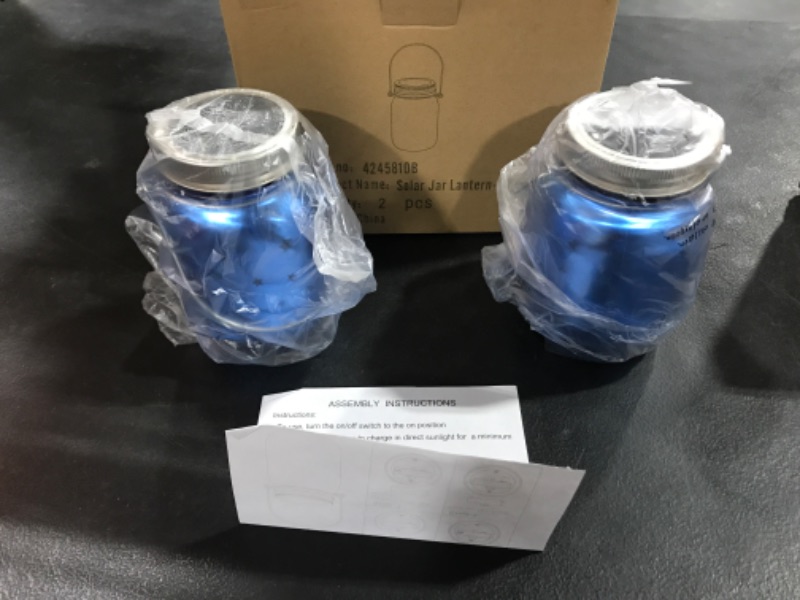 Photo 1 of 2 PCS SOLAR JAR LANTERN BLUE