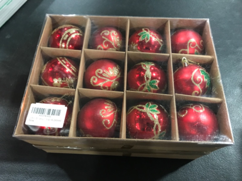 Photo 2 of 24 Pack Christmas Tree Ornaments Set 2.76 inches Gold & Red Shatterproof Holiday Ornaments Balls for Christmas Decorations (Gold & red) (Gold&red)