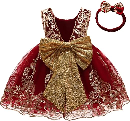 Photo 1 of AIMJCHLD 0-6T Baby Girls Easter Big Bowknot Dresses Christmas Ball Gown Party Pageant Dress SIZE  6M 