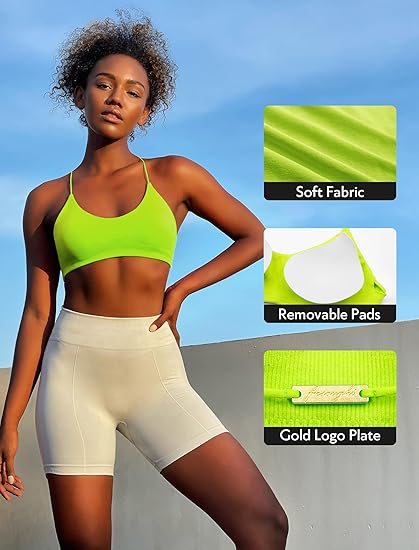 Photo 1 of FRESOUGHT Sports Bras for Women Padded Workout Racerback Tank Tops High Neck Sleeveless Gym Yoga Athletic Crop Top Bra SIZE XS