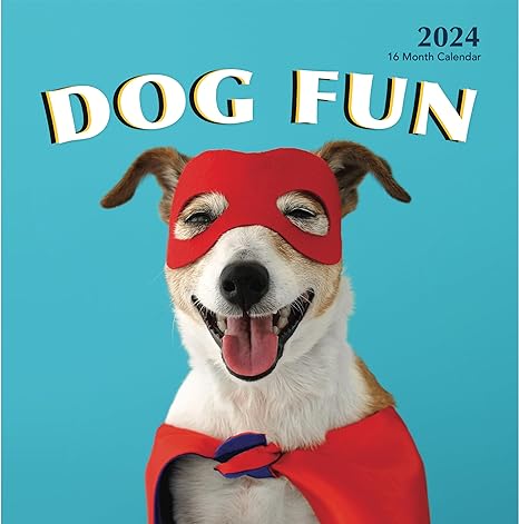 Photo 1 of Dog Fun 2024 Hangable Wall Calendar Monthly - 12" x 24" Open - Cute Costume Dressed Up Playing Puppies Photo Gift - Sturdy Thick Puppy Dogs Photography - Gifting Idea for Secret Santa, Teacher, Adults, Friends, Kids & Coworkers - Large Full Page 16 Months
