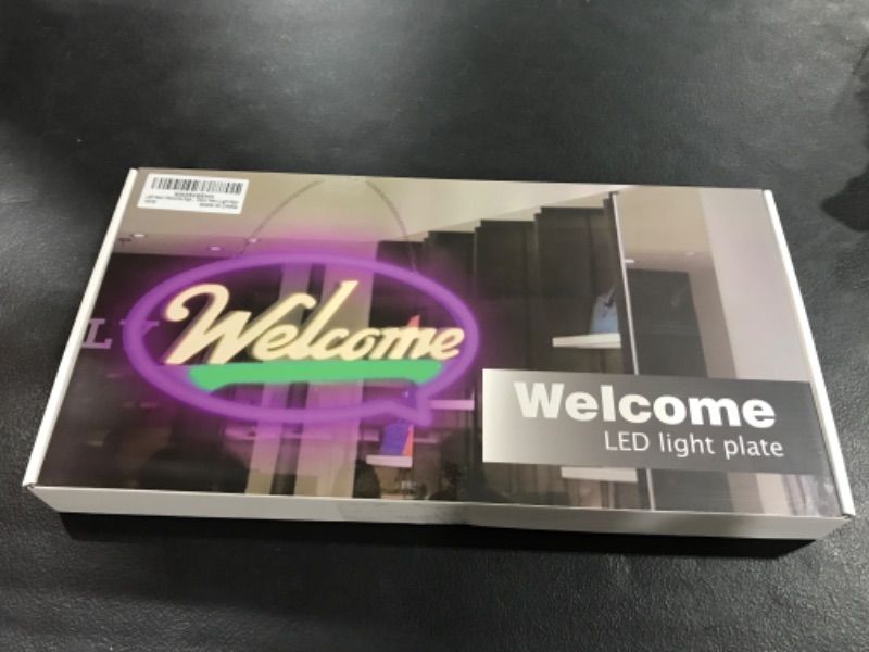 Photo 3 of Wirezon Welcome Sign for Business, Ultra Bright Visibility Flashing LED Sign Light With Five Mode Switch, Adjustable Brightness Neon Sign for coffee Salon Stores Hotel Bar Wall Decor aesthetic