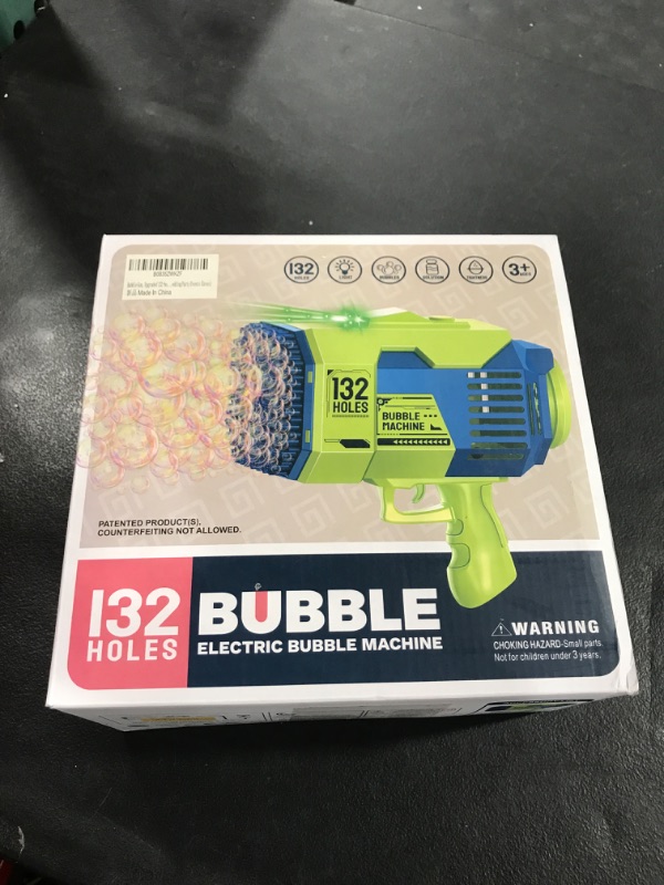 Photo 2 of Bubble Gun, Upgraded 132-hole Bubble Machine Gun with Color Light, Bazooka Bubble Machine,Suitable for Children Adults, Indoor and Outdoor Birthday Wedding Party Events (Green)