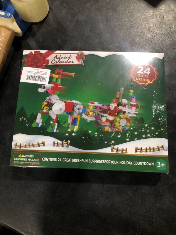 Photo 1 of AMENON 2023 Advent Calendar Christmas Building Blocks Transform Toy Sets ?24 In 2 Santa Claus On Sleigh & Food House Theme?24 Days Countdown Calendar Xmas Stocking Stuffer Gifts Party Favors for Kids