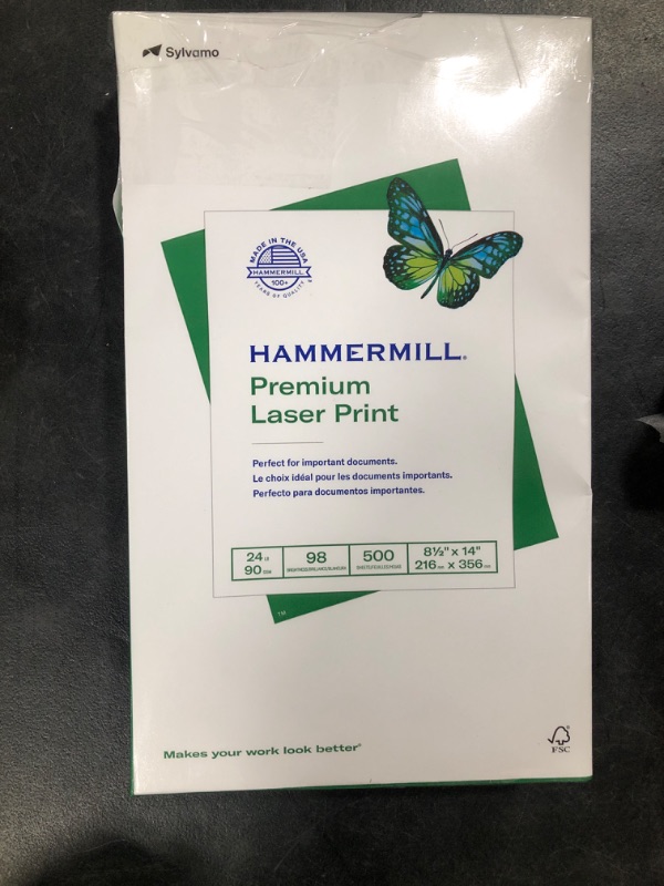 Photo 2 of Hammermill Laser Print Paper,24 lb.,98 GE, 8-1/2"X14", 500 Sht/RM, WE (104612)