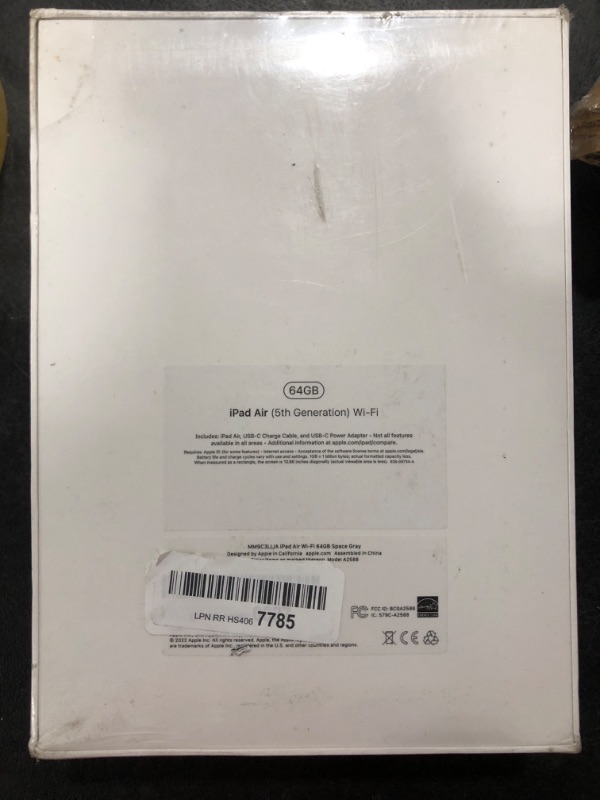 Photo 1 of Apple iPad Air (5th Generation): with M1 chip, 10.9-inch Liquid Retina Display, 64GB, Wi-Fi 6, 12MP front/12MP Back Camera, Touch ID, All-Day Battery Life – Space Gray WiFi Space Gray 64GB