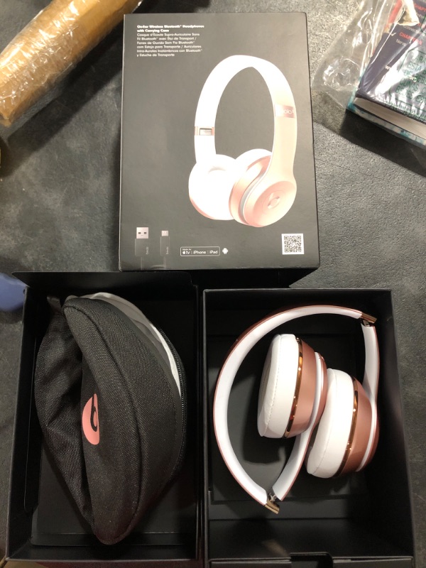 Photo 2 of Beats Solo3 Wireless On-Ear Headphones - Apple W1 Headphone Chip, Class 1 Bluetooth, 40 Hours of Listening Time, Built-in Microphone - Rose Gold (Latest Model)