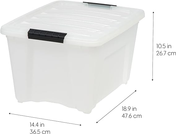 Photo 1 of 32 Qt. Plastic Storage Bin Tote Organizing Container with Durable Lid and Secure Latching Buckles, Stackable and Nestable