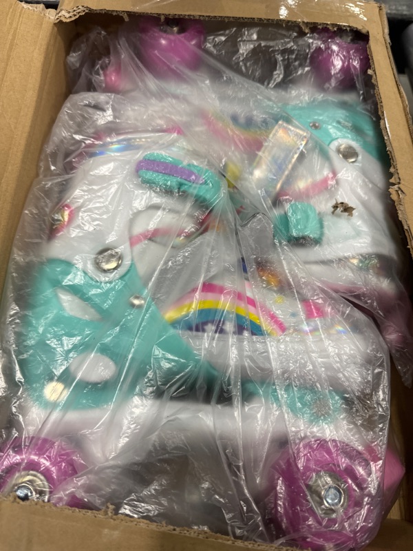 Photo 1 of Roller Skates,4 Size Adjustable Toddler Roller Skates with Light up Wheels for for Kids Girls & Boys Medium(13C-3Y US) new pink