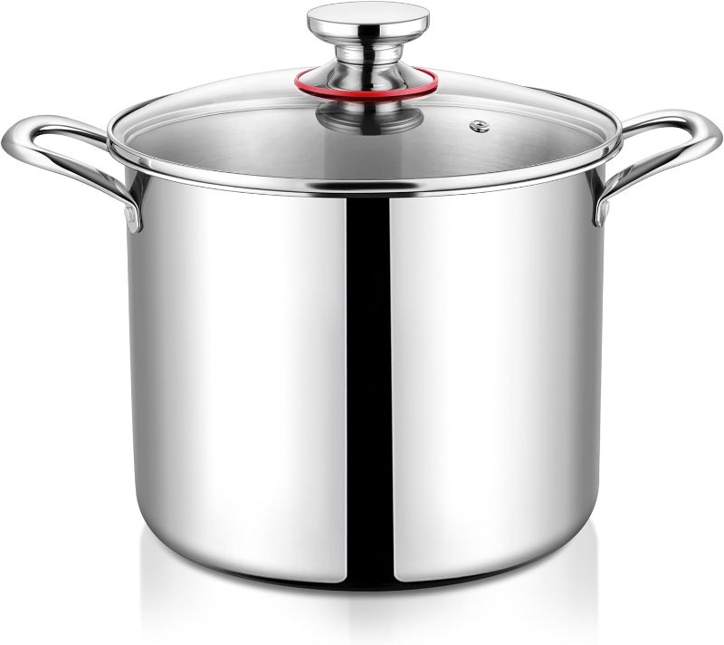 Photo 1 of 10 Quart Stock Cooking Pot Tri-Ply Stainless Steel Stockpot Soup Pot with Lid
