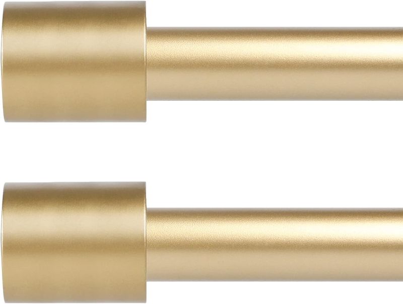 Photo 1 of 2 Pack Gold Curtain Rod for Window 28-48’’(2.3-4ft), YNL Adjustable Heavy Duty Curtain Rod with Cap Finials, Modern Drapery Rod Window Curtain Rod, Long Gold Curtain Rod
