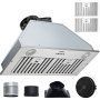 Photo 1 of  Insert Range Hood, 800CFM 3-Speed, 30 Inch Stainless Steel Built-in Kitchen Vent with Push Button Control LED Lights Baffle Filters, Ducted/Ductless Convertible