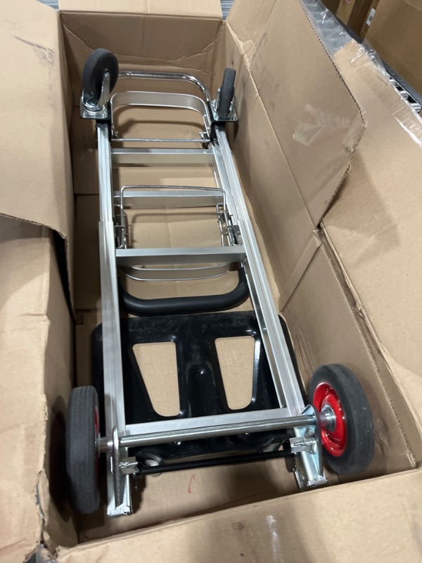 Photo 2 of 3 in 1 Aluminum Hand Truck Dolly Convertible Heavy Duty 460lbs Capacity Folding Hand Truck with 6’’ Rubber Wheels and Telescoping Handles Multi-Position Dolly Platform Hand Cart 3 in 1 hand truck