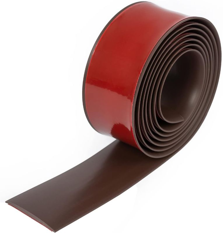 Photo 1 of 78.7''L Self Adhesive Floor Transition Strip,Flexible Threshold Strip,Peel and Stick Floor Edge Trim,Seam Cover Strip Floor,Threshold for Doorway Separator,Flat Divider Strip(1.97'Wide, Coffee)