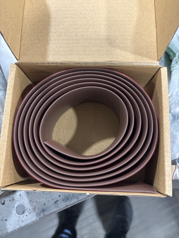 Photo 2 of 78.7''L Self Adhesive Floor Transition Strip,Flexible Threshold Strip,Peel and Stick Floor Edge Trim,Seam Cover Strip Floor,Threshold for Doorway Separator,Flat Divider Strip(1.97'Wide, Coffee)