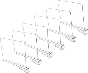 Photo 1 of Sooyee 6 Pack Beautiful Acrylic Shelf Dividers, Perfect Perfect for Closets Kitchen Bedroom Shelving Organization to Organize Clothes Closet Shelves, Books,Towels and Hats, Purses Separators,Clear 