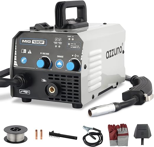 Photo 1 of AZZUNO MIG Welder,Flux Core Welder Machine 110V 130Amp, Gasless MIG Welding Machine IGBT Inverter Welder Portable Wire Feed Welder (110V)
