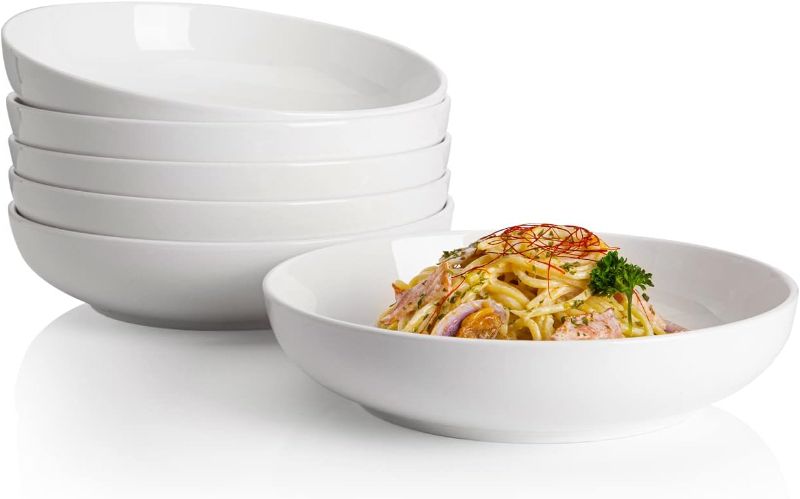 Photo 2 of Sweese Pasta Bowls, 22 Ounce Salad White Serving Bowls Set of 6, 7.6 Inch Porcelain Plates for Serving Dinner, Salad - Microwave Dishwasher Safe