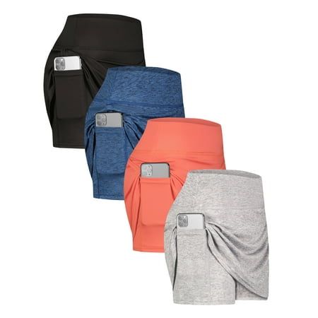 Photo 1 of 4 Pack: Women S Active Skort Lightweight Comfy & Breathable Tennis Golf Skirt (Available in Plus Size)
