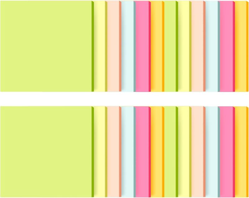 Photo 1 of (24 Pads) Sticky Notes 3x3 in, Bright Colors, 70 Sheets/Pad, Total 1680 Sheets, Comix Self-Stick Memo Pads, Easy to Post for Home, Office, School
