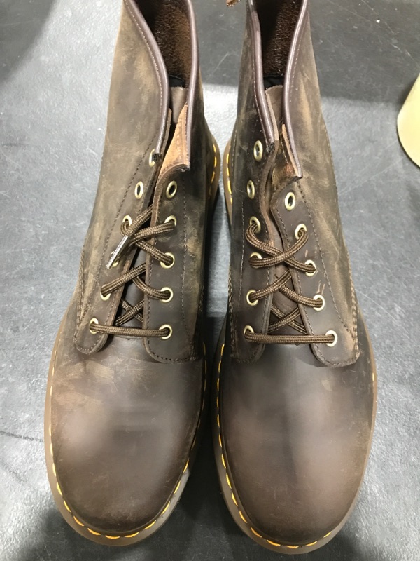 Photo 2 of Dr. Martens Unisex-Adult 101 Crazy Horse Leather 6 Eye Boot Dark Brown 13 Women/12 Men