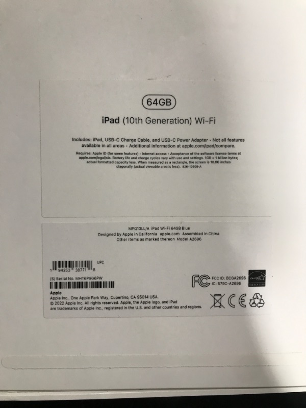 Photo 6 of Apple iPad (10th Generation): with A14 Bionic chip, 10.9-inch Liquid Retina Display, 64GB, Wi-Fi 6, 12MP front/12MP Back Camera, Touch ID, All-Day Battery Life – Blue WiFi 64GB Blue