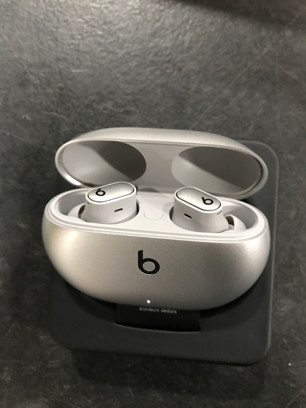 Photo 5 of Beats Studio Buds + | True Wireless Noise Cancelling Earbuds, Enhanced Apple & Android Compatibility, Built-in Microphone, Sweat Resistant Bluetooth Headphones, Spatial Audio - Cosmic Silver Cosmic Silver Studio Buds + Without AppleCare+