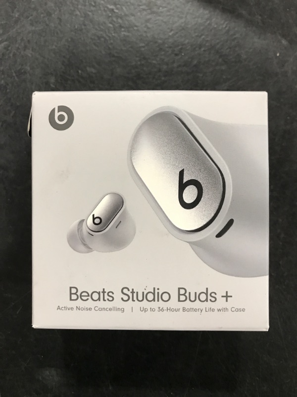 Photo 2 of Beats Studio Buds + | True Wireless Noise Cancelling Earbuds, Enhanced Apple & Android Compatibility, Built-in Microphone, Sweat Resistant Bluetooth Headphones, Spatial Audio - Cosmic Silver Cosmic Silver Studio Buds + Without AppleCare+