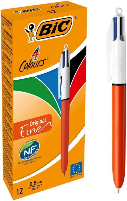 Photo 1 of BIC - Refillable Ballpoint - Retractable Fine Point Four Ink Colours - Plastic Body - Set of 12
